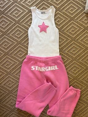 H&M White Tank with Pink Star & Pink 'Stargirl' Joggers